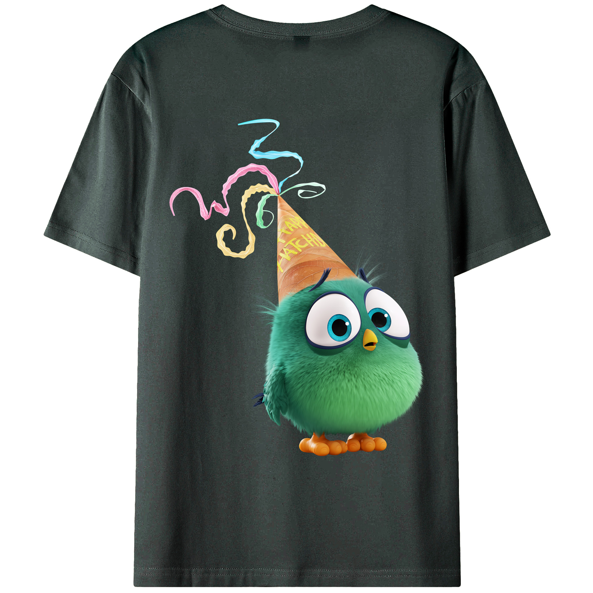 （画像用） Angry Birds アングリーバード 綿100％ メンズ半袖Tシャツ（バックプリント） 通気性